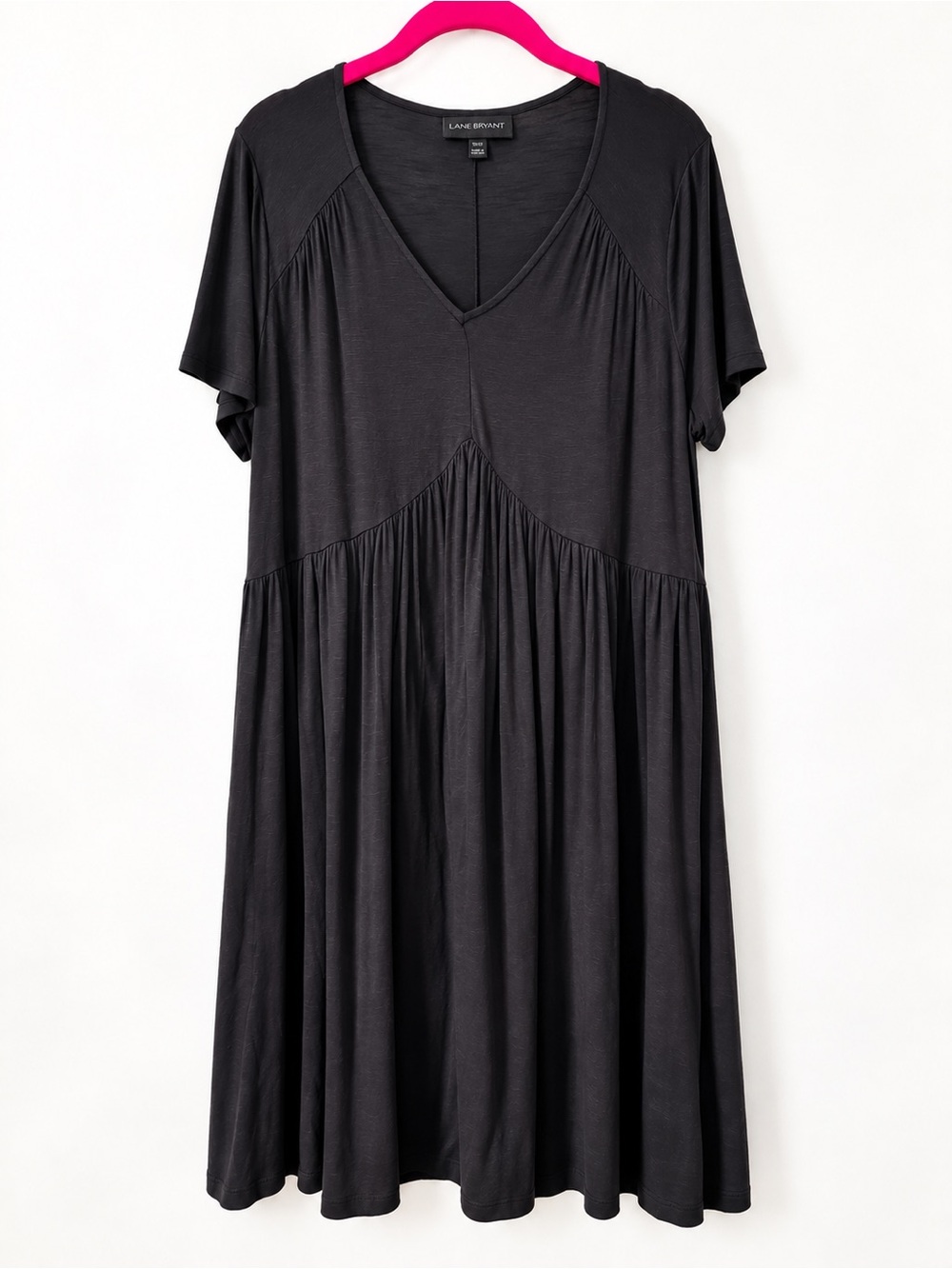 Lane Bryant Black V-Neck Babydoll Dress 30/32